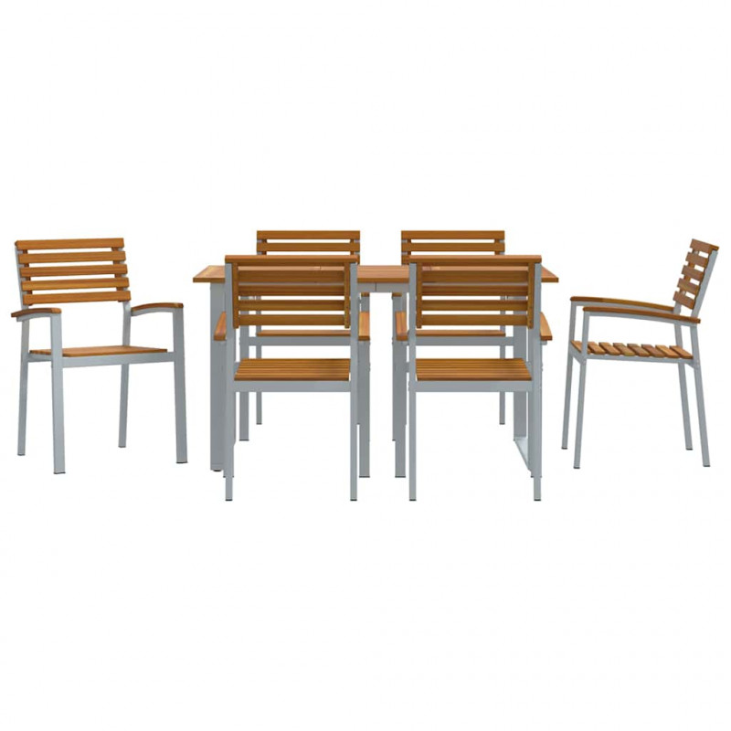 Zestaw do jadalni w ogrodzie 7 pcs Szary Lite Drewno Akacji