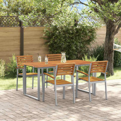 Zestaw do jadalni w ogrodzie 5 pcs Szary Lite Drewno Akacji