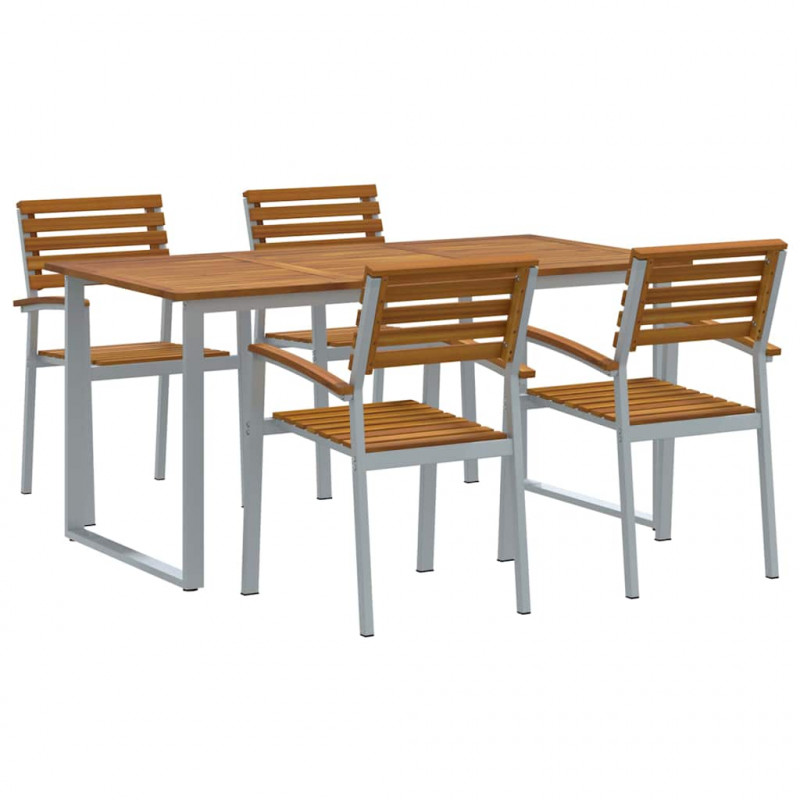 Zestaw do jadalni w ogrodzie 5 pcs Szary Lite Drewno Akacji