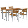Zestaw do jadalni w ogrodzie 5 pcs Szary Lite Drewno Akacji
