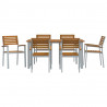 Zestaw do jadalni w ogrodzie 7 pcs Szary Lite Drewno Akacji