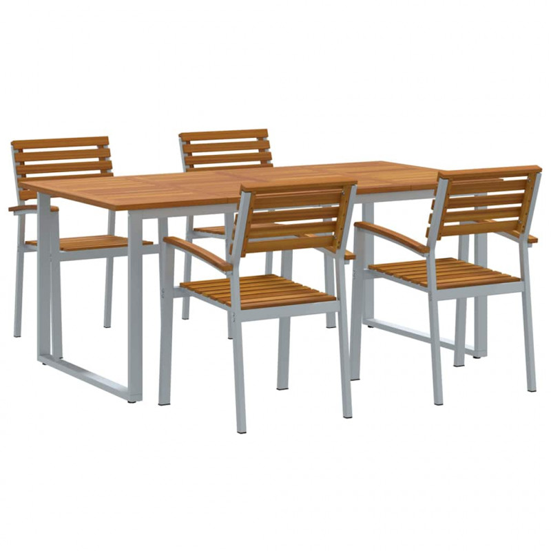 Zestaw do jadalni w ogrodzie 5 pcs Szary Lite Drewno Akacji