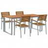 Zestaw do jadalni w ogrodzie 5 pcs Szary Lite Drewno Akacji