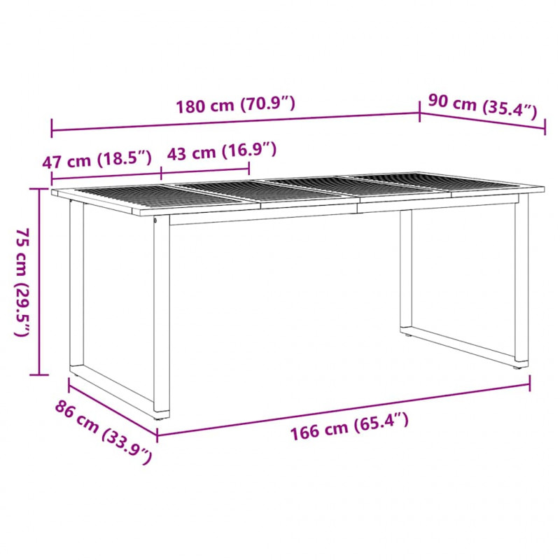 Zestaw do jadalni w ogrodzie 5 pcs Szary Lite Drewno Akacji