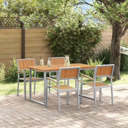 Zestaw do jadalni w ogrodzie 5 pcs Szary Lite Drewno Akacji