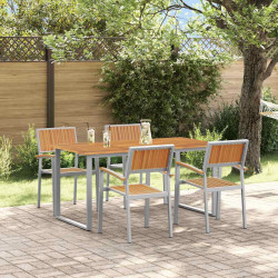Zestaw do jadalni w ogrodzie 5 pcs Szary Lite Drewno Akacji