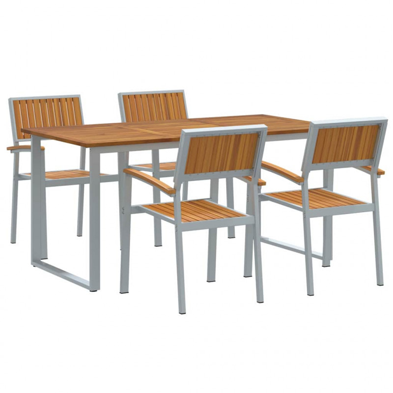 Zestaw do jadalni w ogrodzie 5 pcs Szary Lite Drewno Akacji