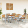 Zestaw do jadalni w ogrodzie 7 pcs Szary Lite Drewno Akacji