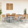 Zestaw do jadalni w ogrodzie 7 pcs Szary Lite Drewno Akacji