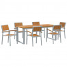 Zestaw do jadalni w ogrodzie 7 pcs Szary Lite Drewno Akacji
