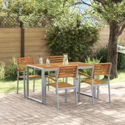 Zestaw do jadalni w ogrodzie 5 pcs Szary Lite Drewno Akacji