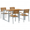 Zestaw do jadalni w ogrodzie 5 pcs Szary Lite Drewno Akacji