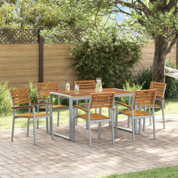 Zestaw do jadalni w ogrodzie 7 pcs Szary Lite Drewno Akacji