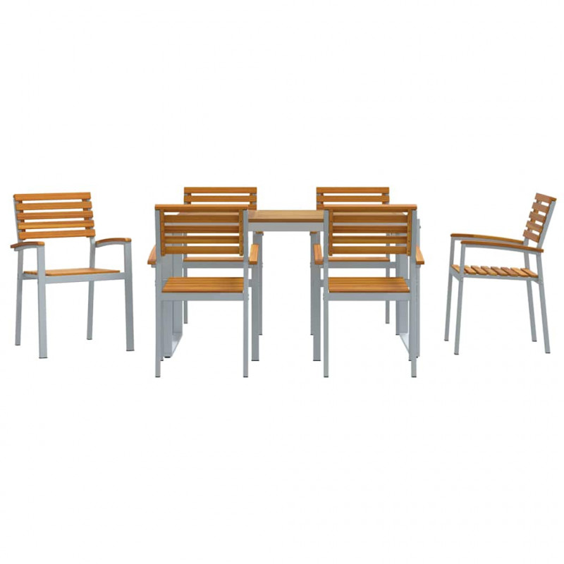 Zestaw do jadalni w ogrodzie 7 pcs Szary Lite Drewno Akacji