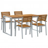 Zestaw do jadalni w ogrodzie 5 pcs Szary Lite Drewno Akacji