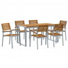 Zestaw do jadalni w ogrodzie 7 pcs Szary Lite Drewno Akacji