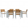 Zestaw do jadalni w ogrodzie 7 pcs Szary Lite Drewno Akacji