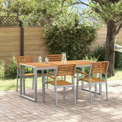 Zestaw do jadalni w ogrodzie 5 pcs Szary Lite Drewno Akacji