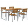 Zestaw do jadalni w ogrodzie 5 pcs Szary Lite Drewno Akacji
