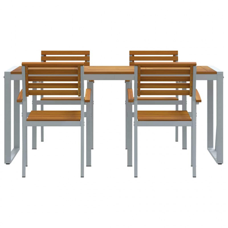Zestaw do jadalni w ogrodzie 5 pcs Szary Lite Drewno Akacji