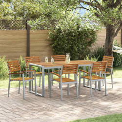Zestaw do jadalni w ogrodzie 7 pcs Szary Lite Drewno Akacji