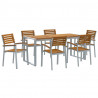 Zestaw do jadalni w ogrodzie 7 pcs Szary Lite Drewno Akacji