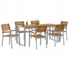Zestaw do jadalni w ogrodzie 7 pcs Szary Lite Drewno Akacji