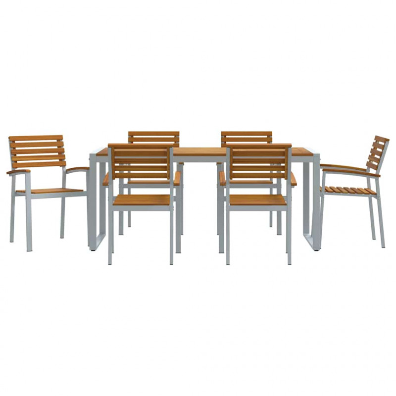 Zestaw do jadalni w ogrodzie 7 pcs Szary Lite Drewno Akacji