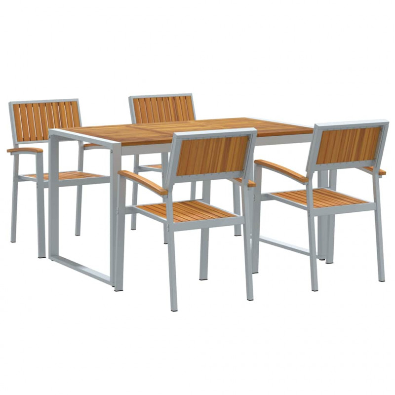 Zestaw do jadalni w ogrodzie 5 pcs Szary Lite Drewno Akacji