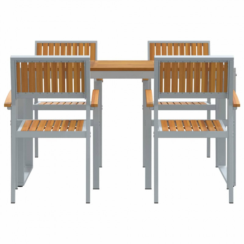 Zestaw do jadalni w ogrodzie 5 pcs Szary Lite Drewno Akacji