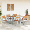 Zestaw do jadalni w ogrodzie 7 pcs Szary Lite Drewno Akacji