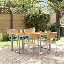 Zestaw do jadalni w ogrodzie 5 pcs Szary Lite Drewno Akacji