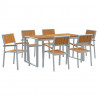 Zestaw do jadalni w ogrodzie 7 pcs Szary Lite Drewno Akacji