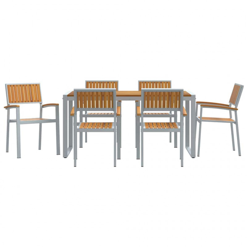 Zestaw do jadalni w ogrodzie 7 pcs Szary Lite Drewno Akacji