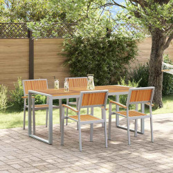 Zestaw do jadalni w ogrodzie 5 pcs Szary Lite Drewno Akacji