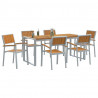 Zestaw do jadalni w ogrodzie 7 pcs Szary Lite Drewno Akacji