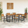 Zestaw do jadalni w ogrodzie 7 pcs Czarny Lite Drewno Akacji