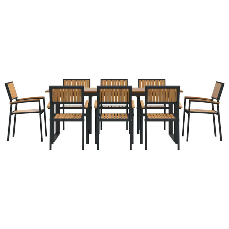Zestaw do jadalni w ogrodzie 9 pcs Czarny Lite Drewno Akacji