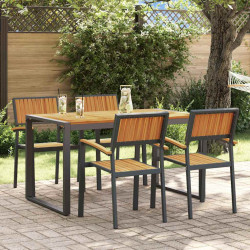 Zestaw do jadalni w ogrodzie 5 pcs Czarny Lite Drewno Akacji