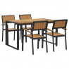 Zestaw do jadalni w ogrodzie 5 pcs Czarny Lite Drewno Akacji