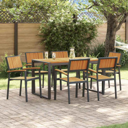 Zestaw do jadalni w ogrodzie 7 pcs Czarny Lite Drewno Akacji