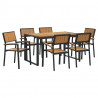 Zestaw do jadalni w ogrodzie 7 pcs Czarny Lite Drewno Akacji