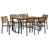 Zestaw do jadalni w ogrodzie 7 pcs Czarny Lite Drewno Akacji