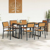 Zestaw do jadalni w ogrodzie 7 pcs Czarny Lite Drewno Akacji