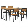 Zestaw do jadalni w ogrodzie 5 pcs Czarny Lite Drewno Akacji