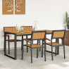 Zestaw do jadalni w ogrodzie 5 pcs Czarny Lite Drewno Akacji