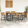 Zestaw do jadalni w ogrodzie 7 pcs Czarny Lite Drewno Akacji