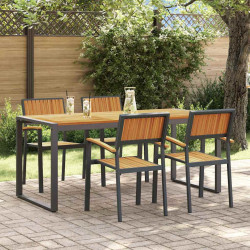 Zestaw do jadalni w ogrodzie 5 pcs Czarny Lite Drewno Akacji