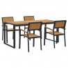 Zestaw do jadalni w ogrodzie 5 pcs Czarny Lite Drewno Akacji