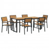 Zestaw do jadalni w ogrodzie 7 pcs Czarny Lite Drewno Akacji